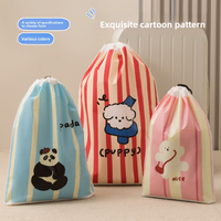 Sac de rangement à cordon de serrage Mignon imprimé rayé Voyage EVA Articles de toilette Sous-vêtements Rangement Chaussures Cartoon Grande Capacité Imperméable