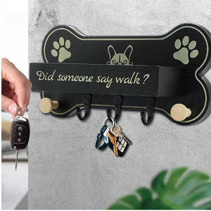 Organisateur de stockage en forme d'os en bois pour clé et laisse de chien à un niveau pour salle de bain <span class=keywords><strong>cuisine</strong></span> salon - Product Image 3