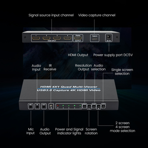 4K <span class=keywords><strong>HDMI</strong></span> video chuyển đổi <span class=keywords><strong>HDMI</strong></span> multiviewer ChuyểN ĐổI <span class=keywords><strong>Hdmi</strong></span> 4x1quad đa người xem USB3.0 chụp 10 chế độ xem làm việc với PC hoặc TV - Product Image 5