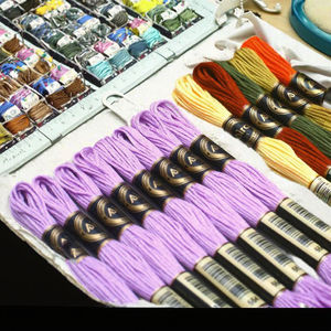 Hilos de Bordar de Nailon 100% para Punto de Cruz, Diseño de Mariposa Doble Dorada, Hechos a Mano, 447 Colores, 8m, Patrón Teñido, para Prendas - Product Image 3