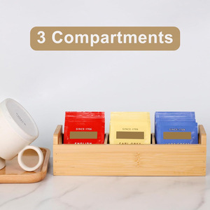Bamboo Tea Storage Box 3 Compartments 12L <b>Desktop</b> Organizer For Tea Bags And Snacks - Product Image 5