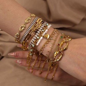 Brazalete de Acero Inoxidable de Alta Gama, Estilo Retro, con Baño de Oro de 18K, Diseño Cubano, No se Desvanece, para Mujer - Product Image 4