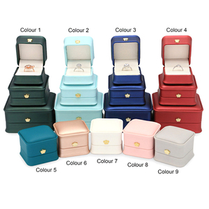 Cajas de <span class=keywords><strong>anillo</strong></span> de cuero PU con logotipo personalizado para boda, embalaje de joyería, venta al por mayor - Product Image 3