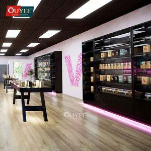 ที่ตั้งโชว์ทำจากไม้ชั้นวางติดผนังกระจกมีไฟสำหรับขายปลีกที่โชว์บุหรี่มอระกู่ - Product Image 6