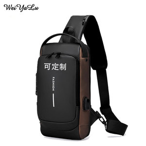 WeiYaLu Men's Chest Bag Anti-Theft Crossbody Bag Black With Brown Fashion Simple Shoulder Bag For Business Commuting - Product Image 1