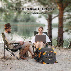 USA Stock PECRON 7680Wh Off-grid Portable Station Solar <b>Battery</b> Pure Sine Wave 2 PCS EP3000-<b>48V</b> Expansion - Product Image 3