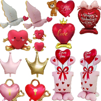 Ballon en aluminium en forme de cœur, couronne et colombe, thème romantique Saint-Valentin, pour mariage, anniversaire, demande en mariage, fête