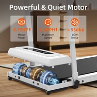Tapis roulant pliable et portable avec moteur 0,75 CV, vitesse de 1,0 à 10 km/h, écran LED, télécommande, application de programmation pour la maison/le bureau