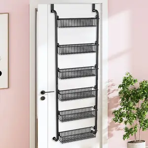 Heavy Duty Metal Hanging Closet Organizer Over The Door Pantry Organizer Rack With 6 Full Baskets