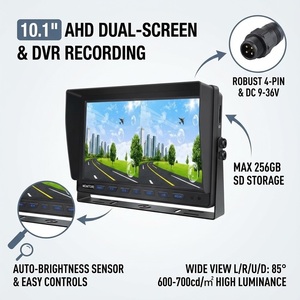 Sistema de Monitor de Cámara de Reversa Melia de 10.1 Pulgadas IPS AHD con Grabador DVR de Pantalla Dividida 2 en 1 <span class=keywords><strong>y</strong></span> 1080P para Grúas Portuarias, <span class=keywords><strong>Camiones</strong></span> de Minería <span class=keywords><strong>y</strong></span> Vehículos Pesados - Product Image 2