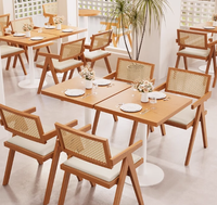 Ensemble table et chaises de restaurant de style japonais moderne, durable, en bois massif, mobilier commercial pour centre commercial et école