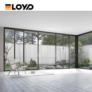 Puerta Corredera Impermeable de Vidrio Templado con Doble Acristalamiento y Marco de Aleación de Aluminio de Diseño Moderno Eloyd, Aislamiento Acústico, Interior/Jardín - Product Image 1