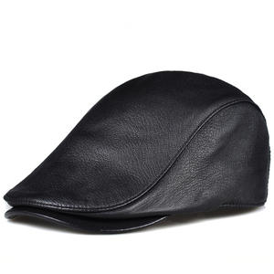 진짜 양가죽 남성용 겨울 조절 가능한 베레모 양가죽 가죽 플랫 캡 아이비 뉴스보이 모자 베레모 캐비 햇 - Product Image 5
