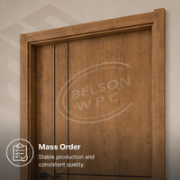 Puerta Interior de WPC con Acabado de Grano de Madera, Suministro de Fábrica, Proceso de Dibujo CNC de Alta Precisión, Marco Sellado con PU Resistente a Arañazos, ISO