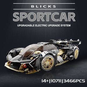 Modèle de voiture de sport <span class=keywords><strong>Bugatti</strong></span> à l'échelle 1:8, blocs de construction, jouet éducatif, non toxique, 3466 pièces, plastique, couleur noir et or - Product Image 2