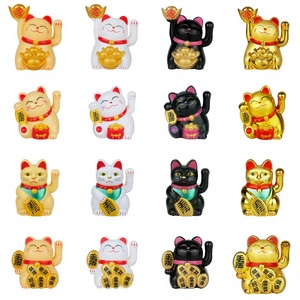 Pequeño Adorno de Plástico de Gato de la Fortuna de Dibujos Animados, Maneki Neko Automático con Movimiento de Mano, Tendencia de Moda Feng Shui, para San Valentín, Tienda o Coche - Product Image 2