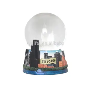 قسط مدينة شيكاغو قاعدة من الراتنج كرة بلورية ليزر الكلمات داخل كرة بلورية مع مصباح ليد غلوب
