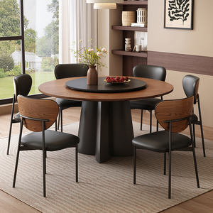 <b>Solid</b> <b>Wood</b> <b>Round</b> <b>Dining</b> <b>Table</b> With Rotatable Top For Home <b>Dining</b> Room - Product Image 1