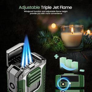 Luxury Windproof Cigar Torch <b>Lighter</b> with Cutter for Cigar Accessories - Product Image 6