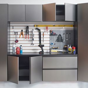 Armoire de garage murale gris métallisé avec porte en bois série DB Nova - Product Image 5