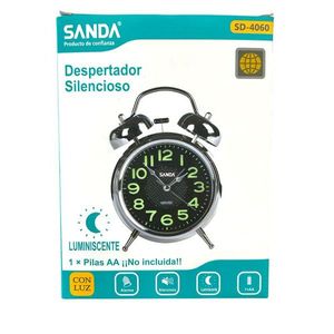 Sanda <b>Silent</b> Alarm <b>Clock</b> with Luminous Light Traditional Design Metal Construction AA Battery Operated Not Included - Product Image 3