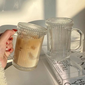 Gobelets en verre à rayures verticales simples de style InS, gobelets à eau pour la maison, gobelets pour le petit-déjeuner - Product Image 3