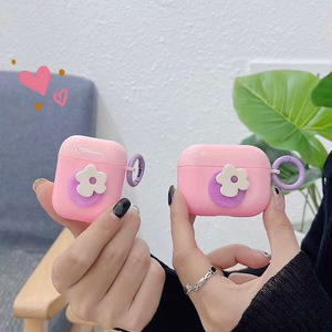 Korean-style fresh 3D purple and white floral shockproof earphone case with <b>ring</b> buckle compatible with for AirPods1/<b>2</b>/3/4/<b>Pro</b> <b>2</b> - Product Image 2