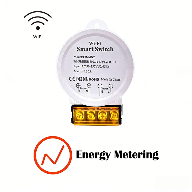 SLS Smart WiFi Switch with Power Metering 30A High Power 90-250V Tuya App Voice Control Alexa Google Assistant Fireproof
