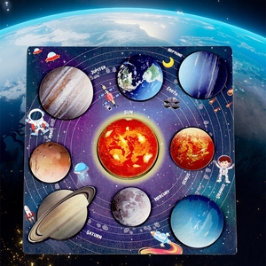 Jeu sensoriel imaginaire de l'espace extra-atmosphérique enfant en bas âge Montessori mobile planète nom jeu de société système solaire Puzzle en bois - Product Image 2