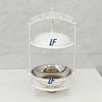 Ensemble de chauffe-plats suspendus de luxe dorés pour traiteur, alimentés à l'alcool, avec supports réglables, pour mariages et réceptions, utilisables comme ustensiles de cuisine