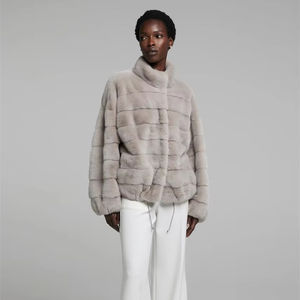 Cappotto di pelliccia di <span class=keywords><strong>visone</strong></span> <span class=keywords><strong>blu</strong></span> argento cappotto di <span class=keywords><strong>visone</strong></span> Premium da donna tinta unita grigio giacca spessa di lunghezza regolare isolante capispalla - Product Image 1