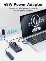 Station d'accueil USB-C 6 ports USB 3.2 Gen2 10 Gbps avec 3 ports USB-A et 3 ports USB-C en alliage d'aluminium pour ordinateur de bureau en stock