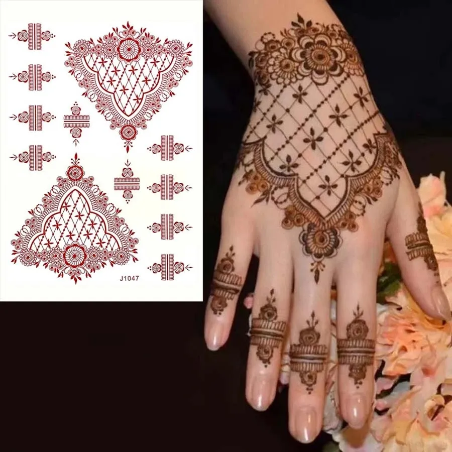 Herstellung Brown Henna Temporäre Tattoos Indischer Henna Tattoo Aufkleber Wasserdichter Henna Tattoos Aufkleber