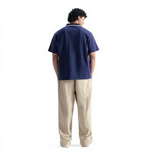 เสื้อเชิ้ตแขนสั้นสีกรมท่าสำหรับผู้ชาย SYNC พิมพ์ลายโลโก้ด้านหน้า ผ้าฝ้ายทอเนื้อนุ่ม ระบายอากาศได้ดี กันยับ บริการ OEM ทรงปกติ - Product Image 6