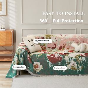 Nórdico Europeu Floral Sofá Throw Cover Estilo Pastoral New Rose Plant Linho Tecido Lavável Almofada <span class=keywords><strong>Slipcover</strong></span> - Product Image 6
