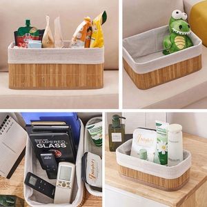 Ensemble de 3 paniers de rangement en bambou naturel véritable, bon marché et vendu, panier en bambou avec doublure - Product Image 6