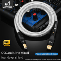 Câble USB ATAUDIO HIFI A-B pour ordinateurs/mixeurs/amplificateurs de puissance, câble numérique DAC haut de gamme en cuivre et argent, type C-B