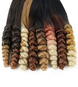 Venta al por mayor de cabello de ganchillo para mujer, 18 pulgadas, 1 hebra/paquete, materiales de fibra de alta temperatura, cabello rizado francés con ondas sueltas estilo diosa - Product Image 5