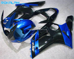 Carenados Azul Negro para <span class=keywords><strong>Kawasaki</strong></span> <span class=keywords><strong>Ninja</strong></span> <span class=keywords><strong>ZX6R</strong></span> 2003 <span class=keywords><strong>2004</strong></span> Kits de Carrocería ZX636 03 04 ZX-6R 636 Carenados Personalizados para Motocicleta - Product Image 1