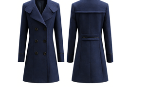 Trench-Coat d'hiver pour femmes Nouvelle veste coréenne mince en tweed Manteau long en tweed à double boutonnage pour femmes - Product Image 2