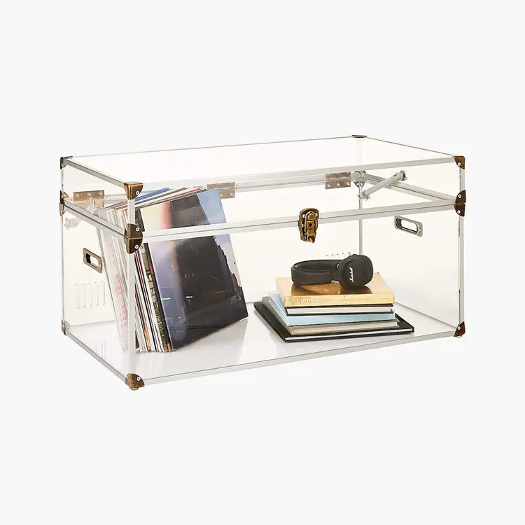 Rectangular Acrylic Trunk Coffee Table Home Living Furniture Plexiglass Decor Book Sport Product Storage Trunks with Handle