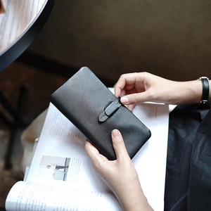 Zenos Vintage Full Grain Soft Cow Leather <b>Long</b> <b>Wallet</b> Contrast Drawstring Multi Card Slots Leather Money Purse - Product Image 4