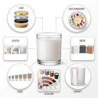 Frasco de Vidrio Mate para Velas de 13 oz con Tapa de Madera LANGXU, Envase Cilíndrico, Logotipo Dorado Personalizado, Blanco y Negro, Venta al Por Mayor