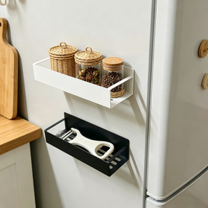 Étagère magnétique latérale pour réfrigérateur, blanc/noir, 1 niveau, rangement de cuisine pour aliments, épices et ustensiles - Product Image 1
