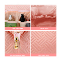 Sac de toilette portable de voyage à fermeture éclair pour femme, organiseur de maquillage de grande capacité en polyester