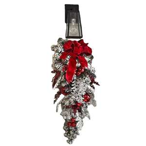 Venta al por Mayor de Fábrica, Modelo 2025, Coronas Navideñas, Adornos de Árbol Invertidos, Corona de Flores con Efecto de Nieve - Product Image 4