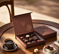 Boîte en Papier Personnalisée de Luxe Haut de Gamme pour Truffes au Chocolat Noir, Coffret Cadeau d'Emballage Chocolat de Luxe