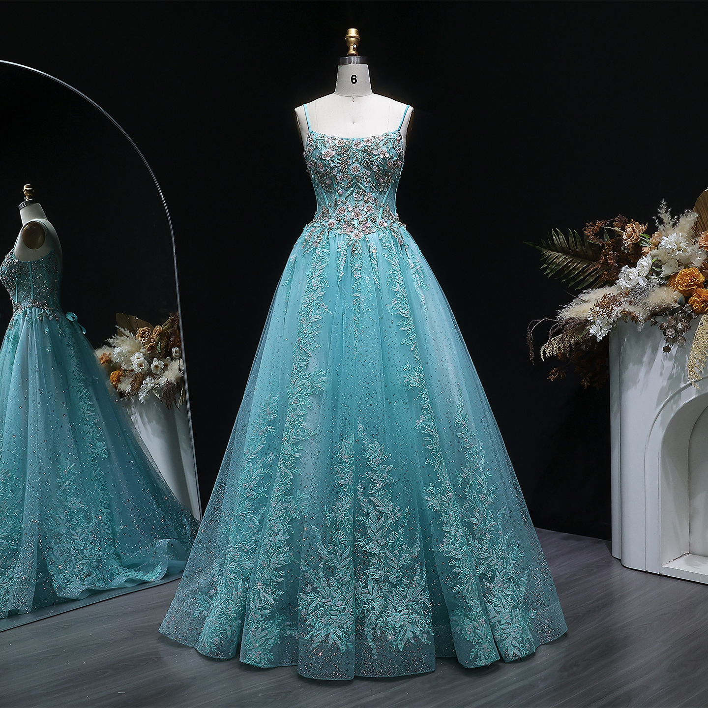 strapless open back dress Long Formal Dress with Short Puff Sleeves main image 0