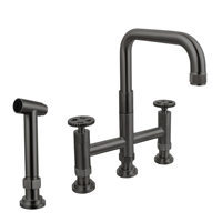Robinet de cuisine Lusa au design moderne en acier inoxydable 304 à 3 trous avec cartouche en céramique