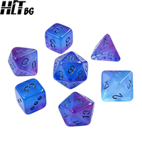 Ensemble de dés polyédriques à coins arrondis de 16 mm, 7 pièces, acrylique rose, violet, orange, bleu, pour D&D, Dungeons & Dragons, jeux de rôle, jeux de table
